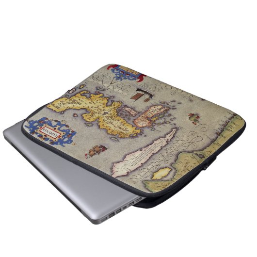Japanische Antikkarte von Mercator und Hondius Laptopschutzhülle (Vorne Knopf)