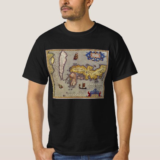 Japanische Antikkarte von Mercator und Hondius T-Shirt (Vorderseite)