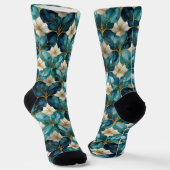 Japanische Aquamarine Blütensocken Socken (Gewinkelt)