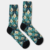 Japanische Aquamarine Blütensocken Socken (Rechts)