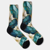 Japanische Aquamarine Blütensocken Socken (Rechts)
