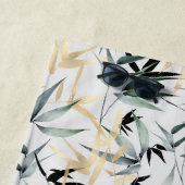 Japanische Aquarellfarben-goldgrünes Bambusmuster Strandtuch (Beispiel)