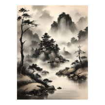 Japanische Aquarelllandschaft