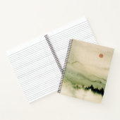 Japanische Aquarelllandschaft Rote Sonnenvögel mie Notizblock (Innenseite)