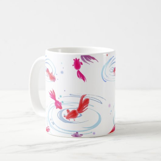 Japanische Aquarellmalerei Koi Fisch Kaffeetasse (Vorderseite Links)