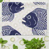 Japanische Art-Fisch geht voran u. bewegt Geschirrtuch (Gefaltet)