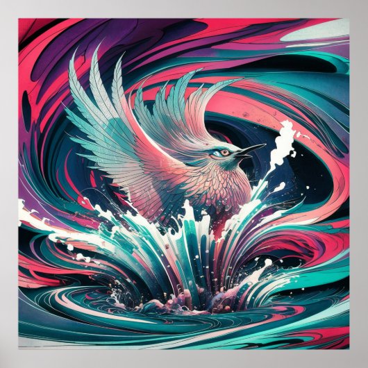 Japanische Art Inspiriert Bird Poster (Vorne)