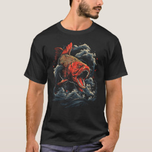 Japanische Art Koi Fish Retro Ocean Waves Graphic T-Shirt