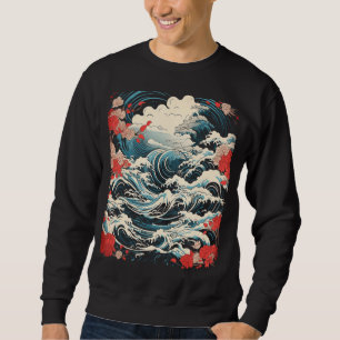 Japanische Art Ocean Wave Ukiyoe Tsunami Kanagawa  Sweatshirt