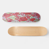 Japanische Art Red Floral Origami Yuzen Skateboard (Horizontal)