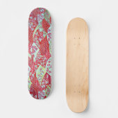 Japanische Art Red Floral Origami Yuzen Skateboard (Vorderseite)