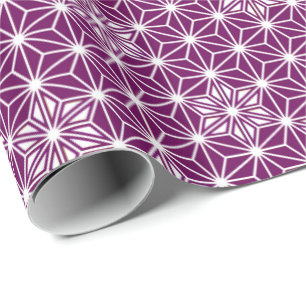 Japanische Asanoha oder Star Pattern, Auberginen l Geschenkpapier