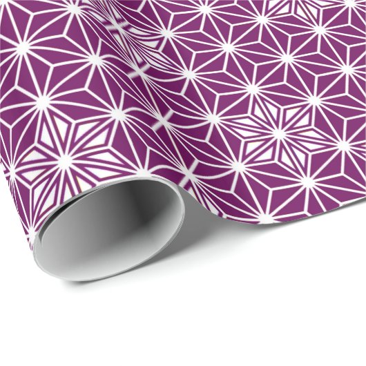 Japanische Asanoha oder Star Pattern, Auberginen l Geschenkpapier (Rolleneckpunkt)