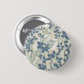 Japanische asiatische blaue Blume Florale Kunst Button (Vorne & Hinten)