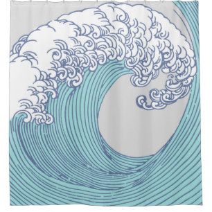 Japanische Asiatische Wellenreitkunst Duschvorhang