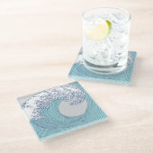 Japanische Asiatische Wellenreitkunst Glasuntersetzer (Schrägansicht)