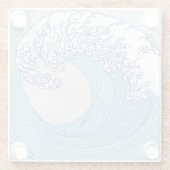 Japanische Asiatische Wellenreitkunst Glasuntersetzer (Rückseite)