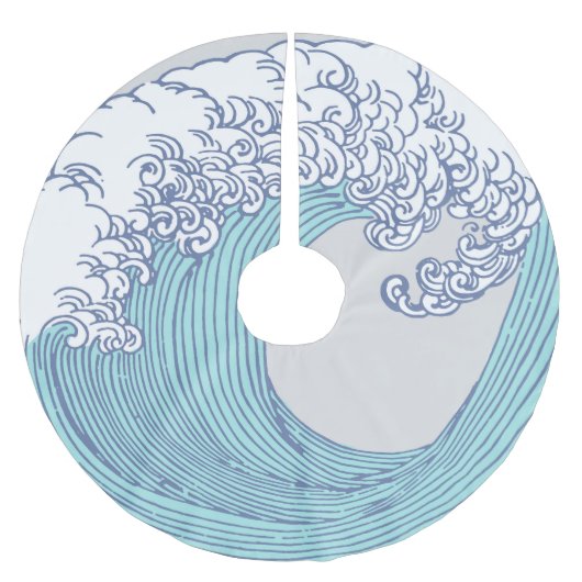 Japanische Asiatische Wellenreitkunst Polyester Weihnachtsbaumdecke (Vorderseite)