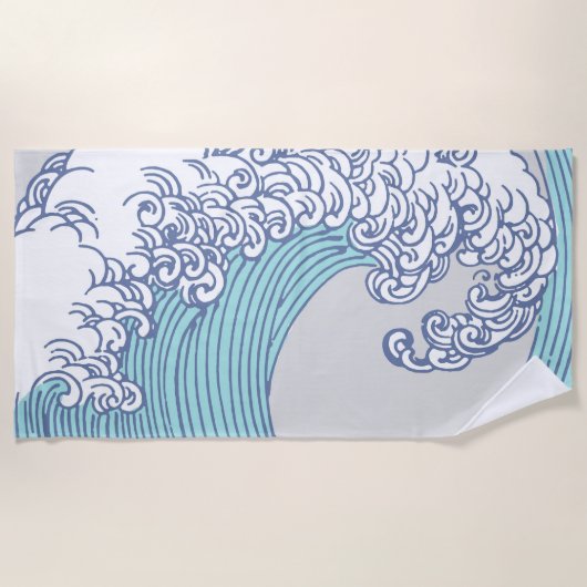 Japanische Asiatische Wellenreitkunst Strandtuch (Vorderseite)