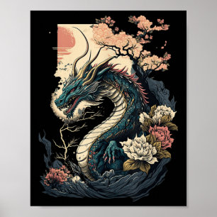 Japanische ästhetische Drache Japanische Kunst Jap Poster