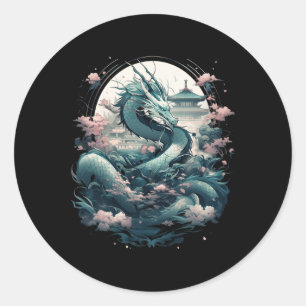 Japanische ästhetische Drache Japanische Kunst Jap Runder Aufkleber