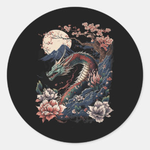 Japanische ästhetische Drache Japanische Kunst Jap Runder Aufkleber