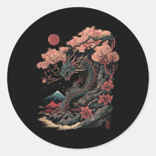 Japanische ästhetische Drache Japanische Kunst Jap Runder Aufkleber