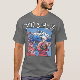Japanische ästhetische Samurai Girl Cherry Blossom T-Shirt