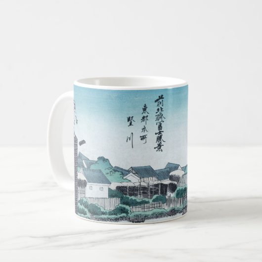Japanische Bau-Holzarbeit Ukiyo-e durch Hokusai Kaffeetasse (Vorderseite Links)