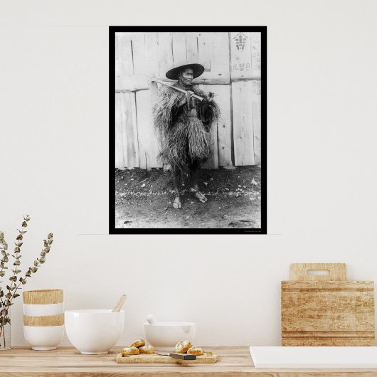 Japanische Bauern tragen Strohmantel 1885 Poster (Küche)