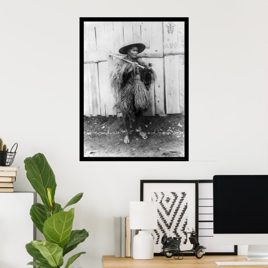 Japanische Bauern tragen Strohmantel 1885 Poster (Heimbüro)