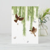 Japanische Baumspreizen unter einem schleichenden Dankeskarte (Stehend Vorderseite)