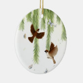 Japanische Baumspreizen unter einem schleichenden  Keramik Ornament (Rechts)