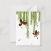 Japanische Baumspreizen unter einem schleichenden  Mitteilungskarte (Vorderseite)