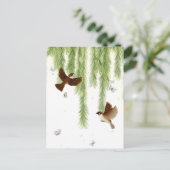 Japanische Baumspreizen unter einem schleichenden  Postkarte (Stehend Vorderseite)