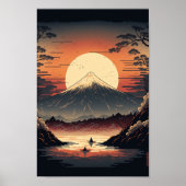 Japanische Berge, See und Fischer Ukiyo e Poster (Vorne)