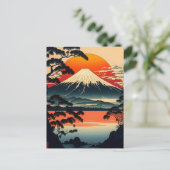 Japanische Berge Ukiyo e Illustration Postkarte (Stehend Vorderseite)
