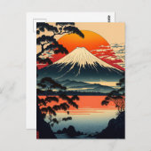 Japanische Berge Ukiyo e Illustration Postkarte (Vorne/Hinten)