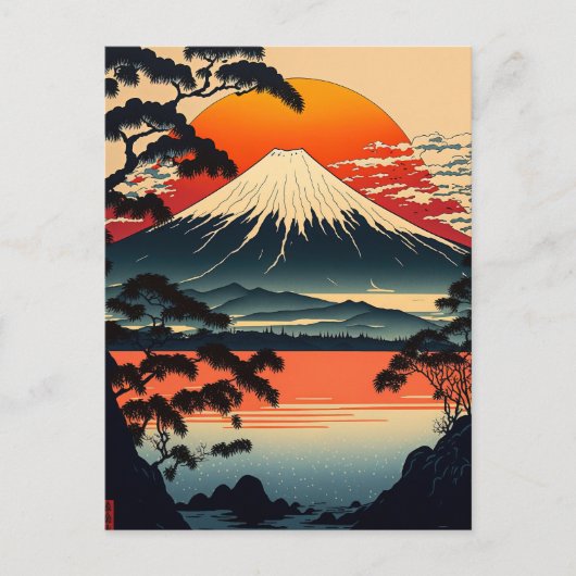 Japanische Berge Ukiyo e Illustration Postkarte (Vorderseite)