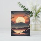 Japanische Berge und Fischer Ukiyo e Postkarte (Stehend Vorderseite)