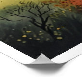 Japanische Berge Wasserfarbenwelt Kunst Poster (Ecke)