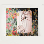 JAPANISCHE BIRD MIT BLUME AUF SCHWARZEN Tapisserie Wandteppich (Vorderseite (Horizontal))
