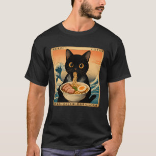 Japanische Black Cat Ramen Langarm T-Shirt