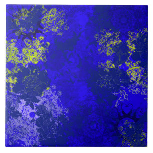 Japanische blaue Blumenmuster Fliese