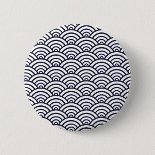 Japanische Blaue Wellen Seigaiha Meer Button
