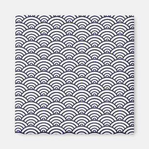 Japanische Blaue Wellen Seigaiha Meer Magnet