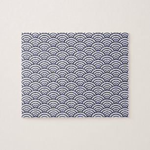 Japanische Blaue Wellen Seigaiha Meer Puzzle