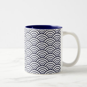Japanische Blaue Wellen Seigaiha Meer Zweifarbige Tasse