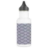 Japanische Blauwellen Seigaiha Sea Edelstahlflasche (Links)