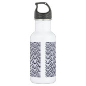 Japanische Blauwellen Seigaiha Sea Edelstahlflasche (Rückseite)